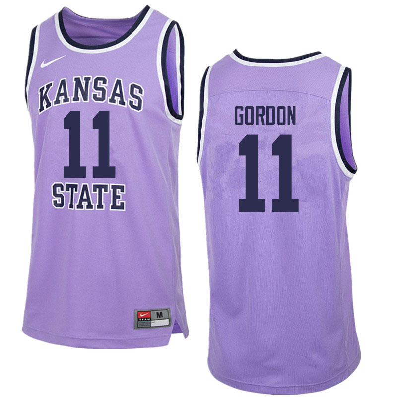 Men #11 Antonio Gordon Kansas State Wildcats College Basketball Jerseys Sale-Purple - Click Image to Close